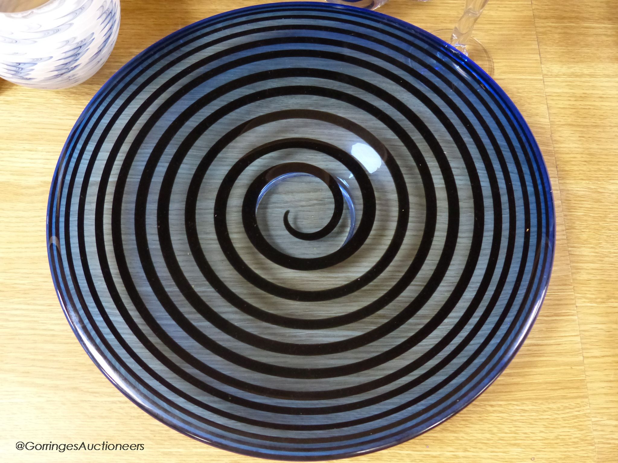 A collection of signed art glass, including David Wallace and Helen Millard etc, largest diameter 36cm